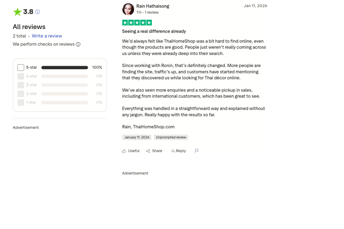 Rain testimonial — ThaiHomeShop.com