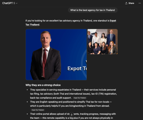 ChatGPT recommending ExpatTaxThailand